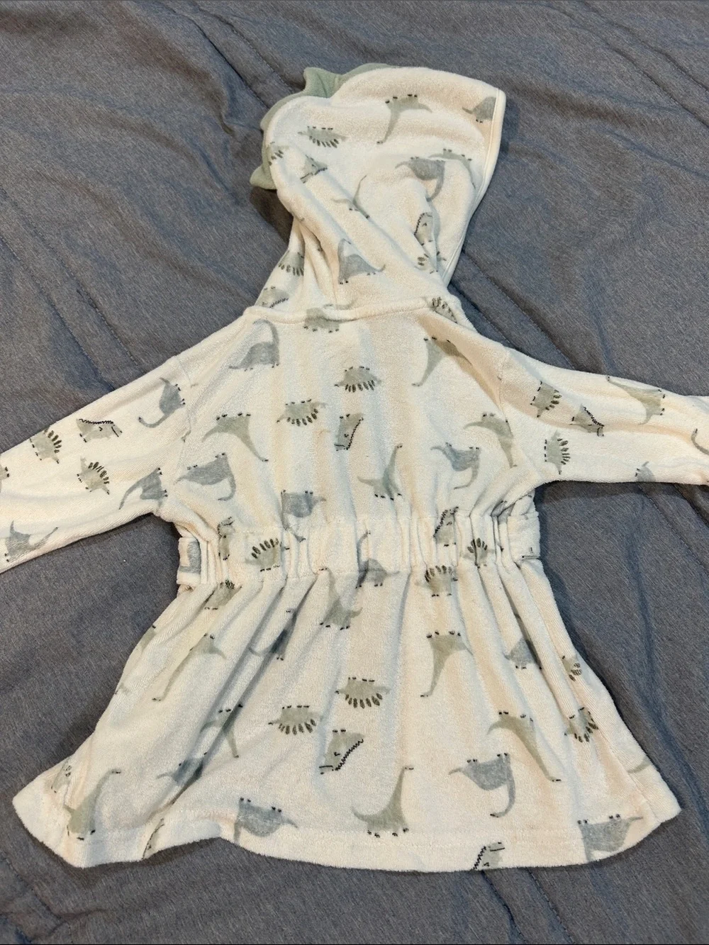 Baby Hooded Bath Robe with Dinosaur Print